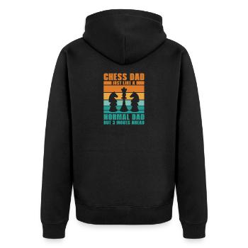 Vatertag Geschenk Schach spielende Väter - Unisex Premium Bio Zip Hoodie - Schwarz - Hinten - Nico (187cm)