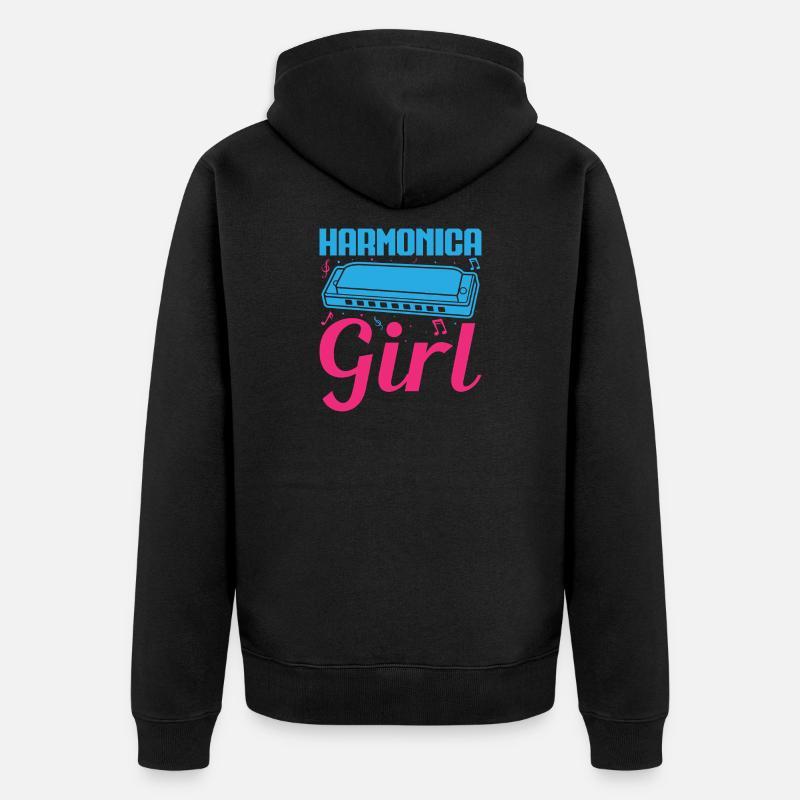 Harmonica Drôle Fille Harmonica - Veste à capuche bio Premium Unisexe - noir
