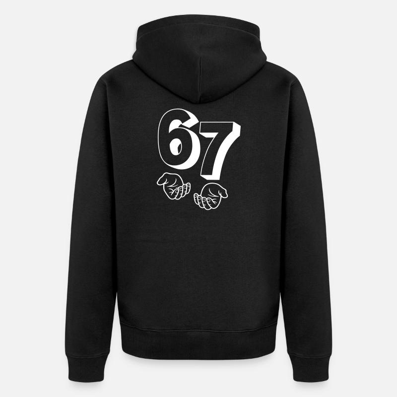 76 "six seven" hands - Unisex Premium Bio Zip Hoodie - Schwarz