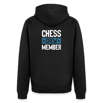 Chess Crew - Unisex Premium Bio Zip Hoodie - Schwarz - Hinten - Nico (187cm)