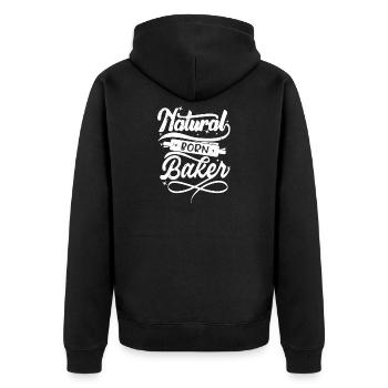 natural born baker - Unisex Premium Bio Zip Hoodie - Schwarz - Hinten - Nico (187cm)
