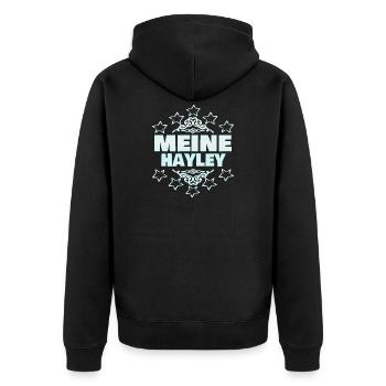 Hayley als Ehefrau - Unisex Premium Bio Zip Hoodie - Schwarz - Hinten - Nico (187cm)