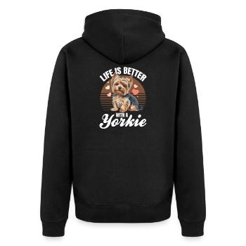 Yorkshire Terrier Yorkie Dog Breed - Unisex Premium Organic Zip Hoodie - black - Back - Nico (187cm)