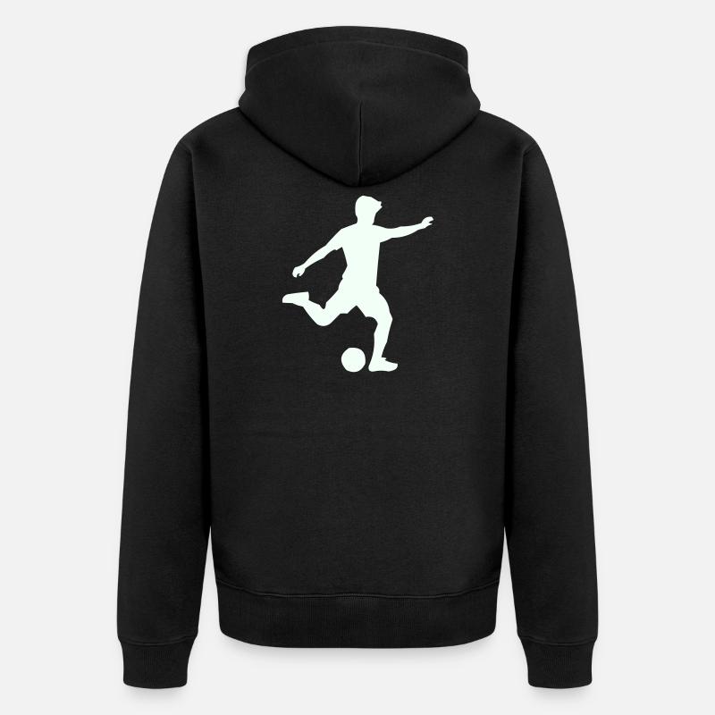 Kicker-Silhouette im Sprung - Unisex Premium Bio Zip Hoodie - Schwarz