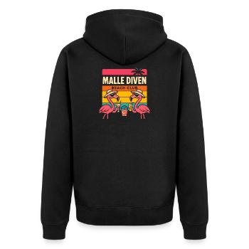 Malle Diven Beach Club Flamingo Mallorca Party  - Unisex Premium Bio Zip Hoodie - Schwarz - Hinten - Nico (187cm)