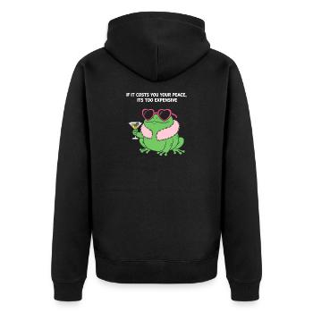 Peaceful Frog Martini - Unisex Premium Organic Zip Hoodie - black - Back - Nico (187cm)