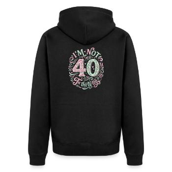 Ich Bin Nicht 40, Ich Habe 30. Geburtstag - Unisex Premium Bio Zip Hoodie - Schwarz - Hinten - Nico (187cm)