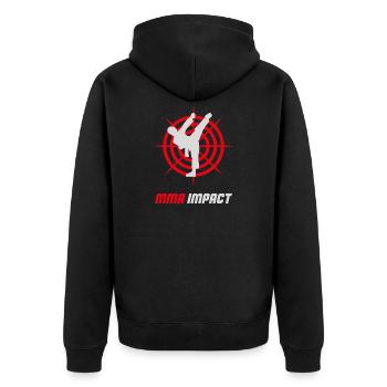 MMA Fight Impact Emblem  - Unisex Premium Organic Zip Hoodie - black - Back - Nico (187cm)