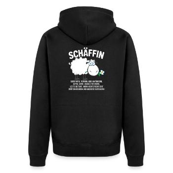Schäffin - Alpha Schaf mit Sonnenbrille - Unisex Premium Bio Zip Hoodie - Schwarz - Hinten - Nico (187cm)