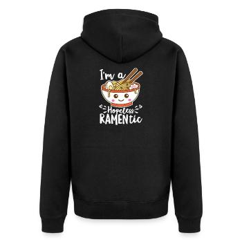 Hoffnungslose Ramen-Ramen-Bowl - Unisex Premium Bio Zip Hoodie - Schwarz - Hinten - Nico (187cm)