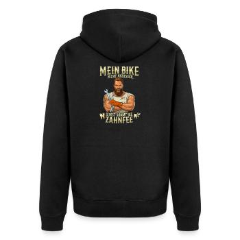 Mein Bike Nicht Anfassen Biker Zahnfee - Unisex Premium Bio Zip Hoodie - Schwarz - Hinten - Nico (187cm)