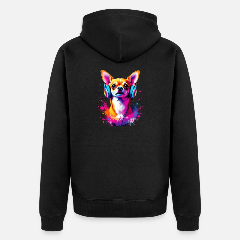 Chihuahua avec un casque - Veste à capuche bio Premium Unisexe - noir
