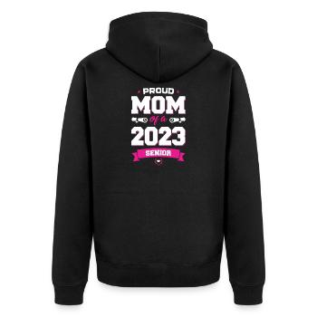 Proud Mom 2023 Senior - Unisex Premium Bio Zip Hoodie - Schwarz - Hinten - Nico (187cm)