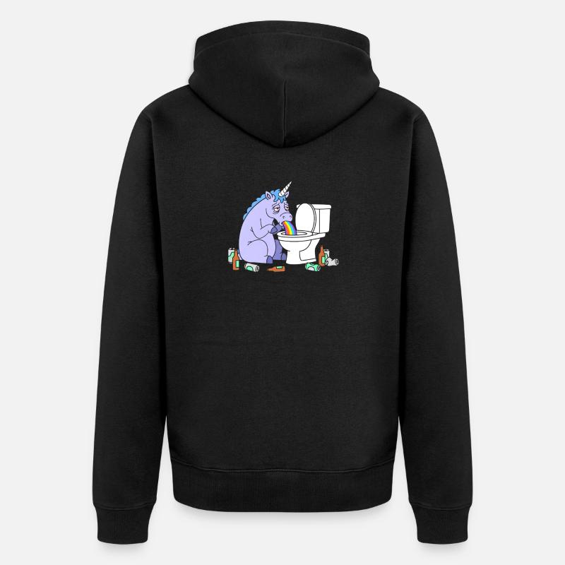 Klo Regenbogen Einhorn - Unisex Premium Bio Zip Hoodie - Schwarz