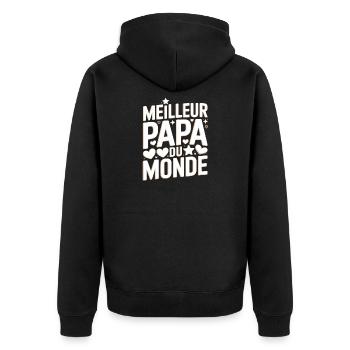 World's Best Dad – Vatertagsgeschenk - Unisex Premium Bio Zip Hoodie - Schwarz - Hinten - Nico (187cm)