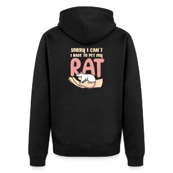 Ratte Hausratte Rattenbesitzer Rattenliebhaber - Unisex Premium Bio Zip Hoodie - Schwarz - Hinten - Nico (187cm)