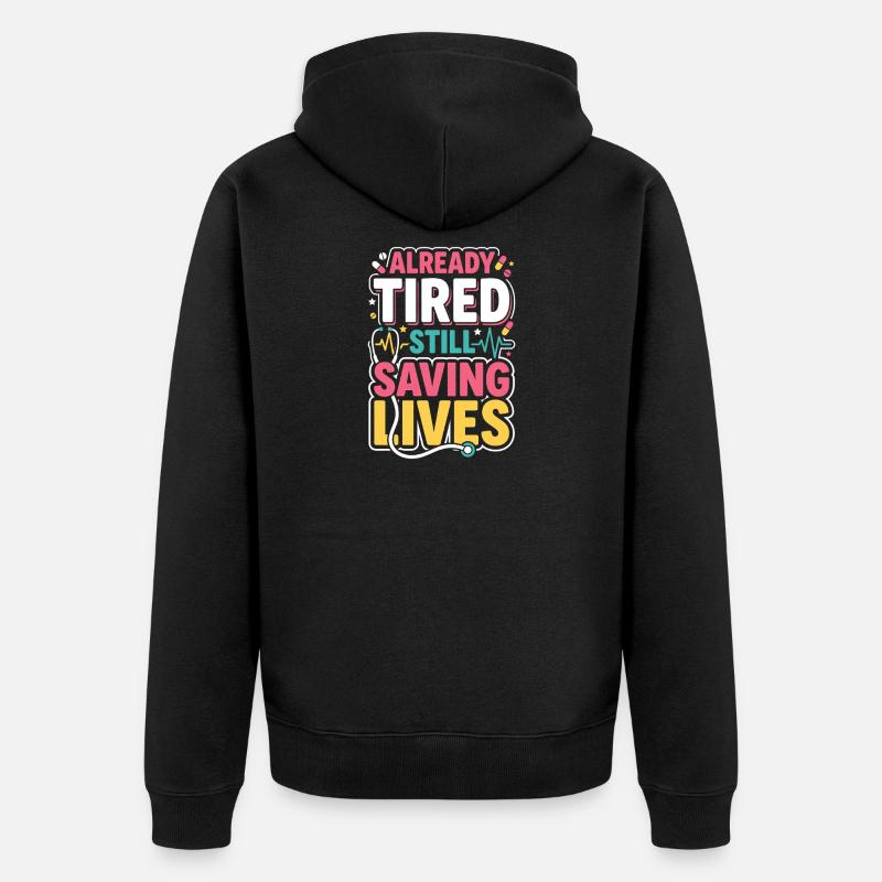 Nachtschicht-krankenschwester, Müde - Unisex Premium Bio Zip Hoodie - Schwarz