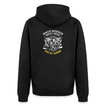 Biker werden nicht grau das ist Chrom Motorrad - Unisex Premium Bio Zip Hoodie - Schwarz - Hinten - Nico (187cm)