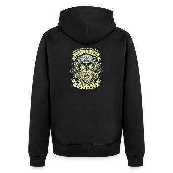 Alter Mann Motorrad Biker Totenkopf Vintage - Unisex Premium Bio Zip Hoodie - Schwarz - Hinten - Nico (187cm)
