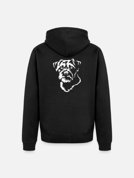 Border Terrier Kopf "Black Edition" - Unisex Premium Bio Zip Hoodie - Schwarz