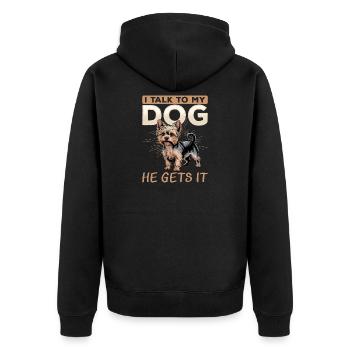 Yorkshire Terrier Yorkie Dog Breed - Unisex Premium Organic Zip Hoodie - black - Back - Nico (187cm)