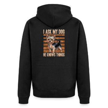 Yorkshire Terrier Yorkie Dog Breed - Unisex Premium Organic Zip Hoodie - black - Back - Nico (187cm)