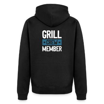 Grill Crew - Unisex Premium Bio Zip Hoodie - Schwarz - Hinten - Nico (187cm)