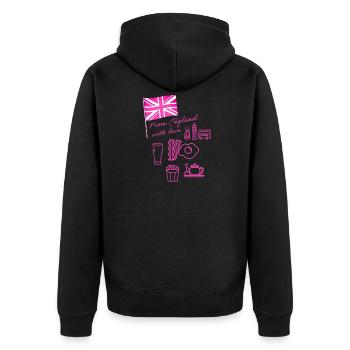 EXANGLIA (Pink) - Unisex Premium Bio Zip Hoodie - Schwarz - Hinten - Nico (187cm)