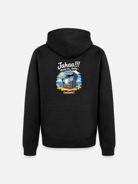 Jahaa mache ich spaeter vielleicht Moewe - Unisex Premium Bio Zip Hoodie - Schwarz