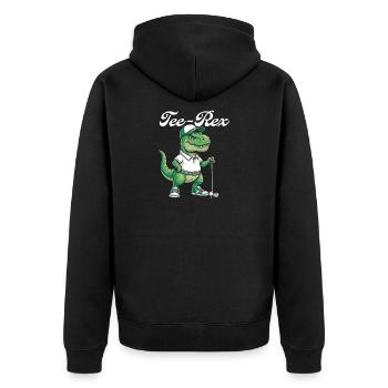 Tee Rex Dinosaurier-Golf Lustiger Golfer-Humor - Unisex Premium Bio Zip Hoodie - Schwarz - Hinten - Nico (187cm)