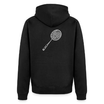 Badminton Racket Drawing - Unisex Premium Organic Zip Hoodie - black - Back - Nico (187cm)