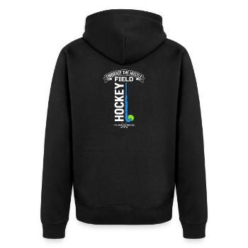 Motivation dans le hockey sur gazon, déclaration d’effort - Veste à capuche bio Premium Unisexe - noir - Dos - Nico (187cm)