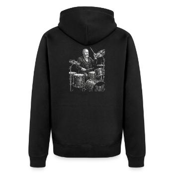 Benjamin Harrison plays drums - Unisex Premium Organic Zip Hoodie - black - Back - Nico (187cm)