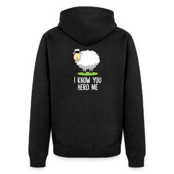 Ich weiß, du hütest mich Schafe Wortspiel - Unisex Premium Bio Zip Hoodie - Schwarz - Hinten - Nico (187cm)