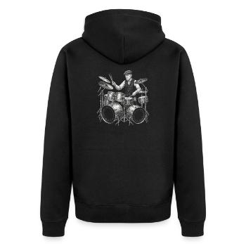 Calvin Coolidge plays drums - Unisex Premium Organic Zip Hoodie - black - Back - Nico (187cm)