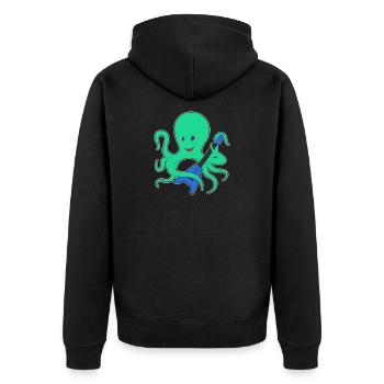 Octopus Musician Guitar Music - Unisex Premium Organic Zip Hoodie - black - Back - Nico (187cm)