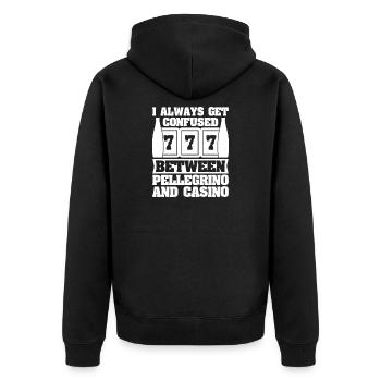 Casino Gambler COnfused Between Pellegrino & - Unisex Premium Bio Zip Hoodie - Schwarz - Hinten - Nico (187cm)