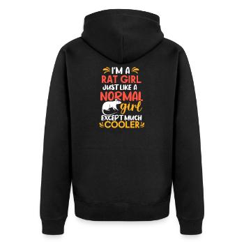 Ratte Hausratte Rattenbesitzer Rattenliebhaber - Unisex Premium Bio Zip Hoodie - Schwarz - Hinten - Nico (187cm)