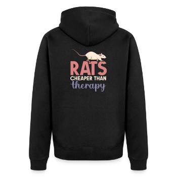 Ratte Hausratte Rattenbesitzer Rattenliebhaber - Unisex Premium Bio Zip Hoodie - Schwarz - Hinten - Nico (187cm)
