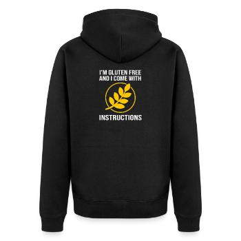 Glutenfrei Gluten - Unisex Premium Bio Zip Hoodie - Schwarz - Hinten - Nico (187cm)