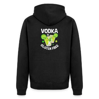 Glutenfrei - Unisex Premium Bio Zip Hoodie - Schwarz - Hinten - Nico (187cm)