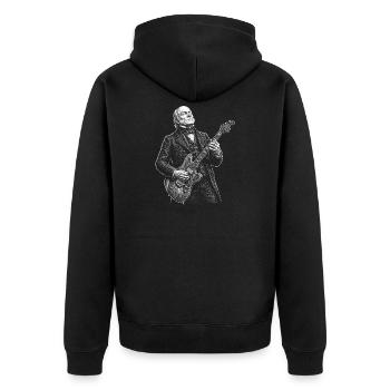 John Quincy Adams Gitarre spielen - Unisex Premium Bio Zip Hoodie - Schwarz - Hinten - Nico (187cm)