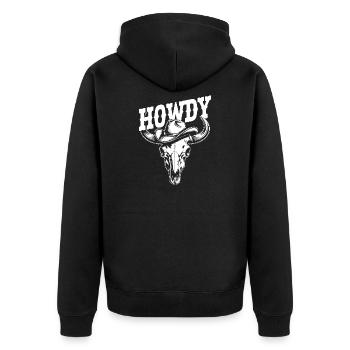 Howdy Western - Unisex Premium Bio Zip Hoodie - Schwarz - Hinten - Nico (187cm)