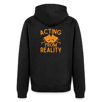 Musical Theatre Acting From Reality Theater Design - Unisex Premium Bio Zip Hoodie - Schwarz - Hinten - Nico (187cm)