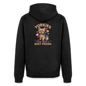 Yorkshire Terrier Yorkie Dog Breed - Unisex Premium Organic Zip Hoodie - black - Back - Nico (187cm)