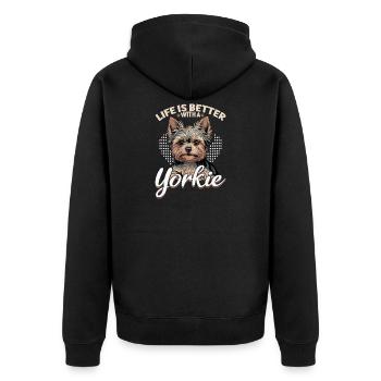 Yorkshire Terrier Yorkie Dog Breed - Unisex Premium Organic Zip Hoodie - black - Back - Nico (187cm)