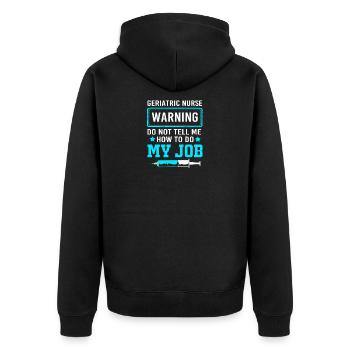Infirmière gériatrique en maison de retraite Infirmière - Veste à capuche bio Premium Unisexe - noir - Dos - Nico (187cm)