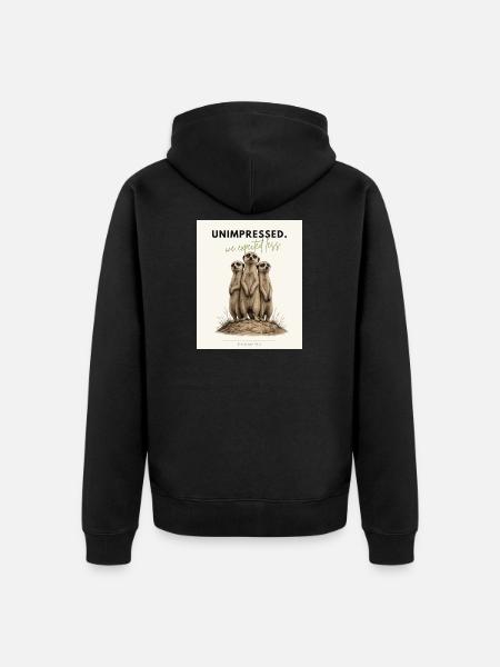 Unimpressed Funny Meerkat - Unisex Premium Bio Zip Hoodie - Schwarz