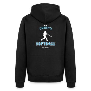 Softball Softballer Softballfan Softballspiel - Unisex Premium Bio Zip Hoodie - Schwarz - Hinten - Nico (187cm)