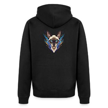 Siamkatze Neon-Stil - Unisex Premium Bio Zip Hoodie - Schwarz - Hinten - Nico (187cm)